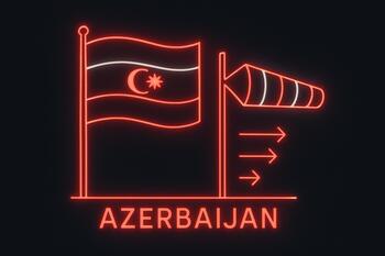 Kıyıda rüzgâr yönünü gösteren bayrak ve dalga çizgileri